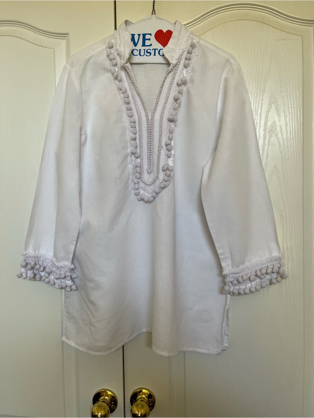 Chico's White Pom Pom Trim Tunic